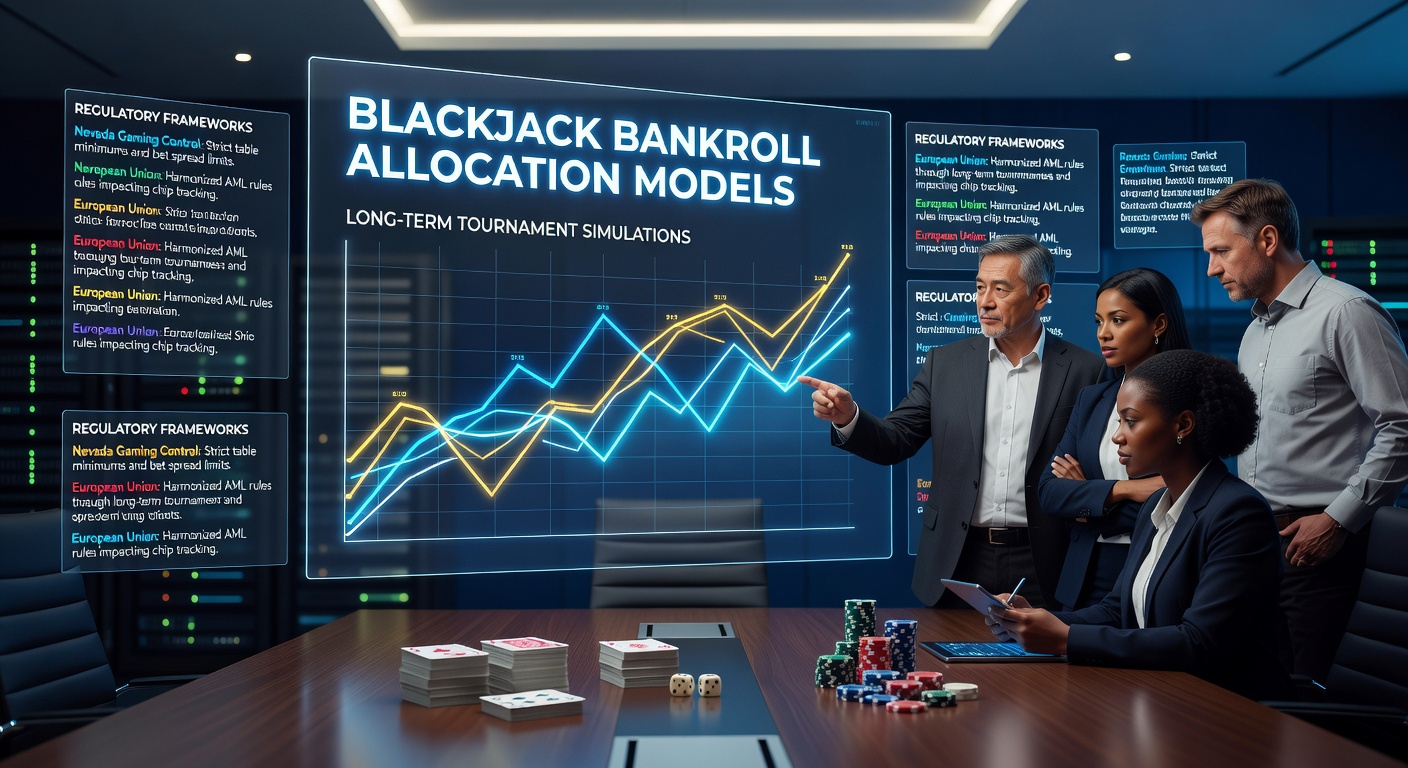 Visualisierung von Blackjack-Turnier-Simulationen mit verschiedenen Bankroll-Allokationsmodellen unter regulatorischen Rahmenbedingungen