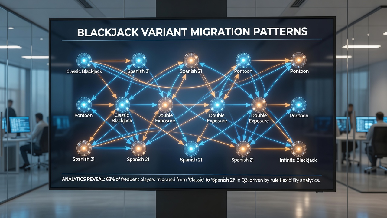 Visualisierung von Migrationspfaden zwischen Blackjack-Varianten basierend auf Plattformdaten