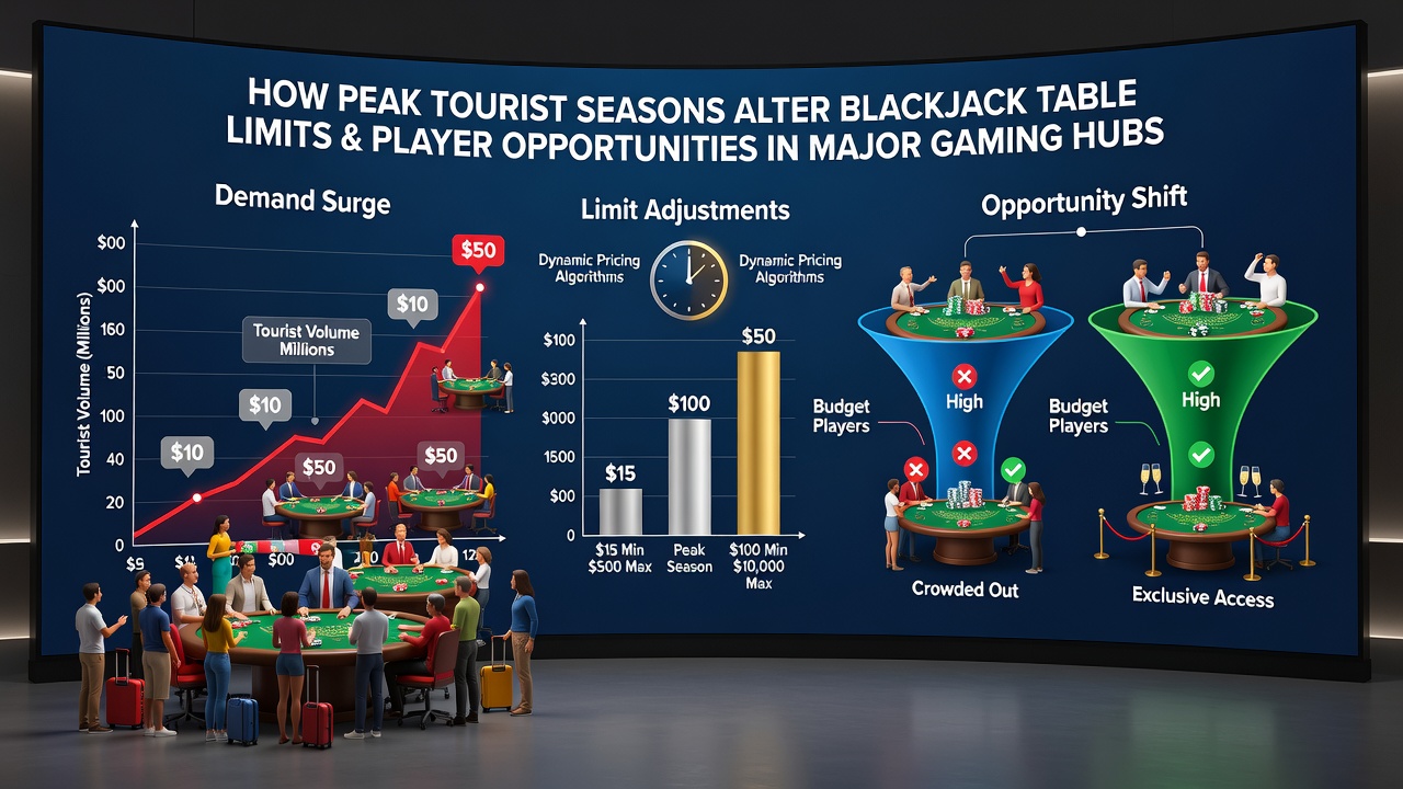 Vergleich von Blackjack-Tischlimits in einem Casino vor und während der Touristenspitze