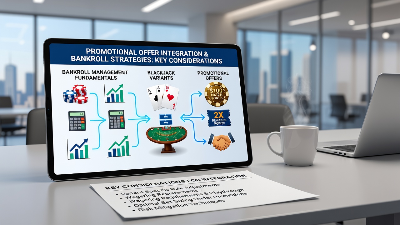 Spieler analysiert Bankroll-Strategien auf einem digitalen Blackjack-Terminal
