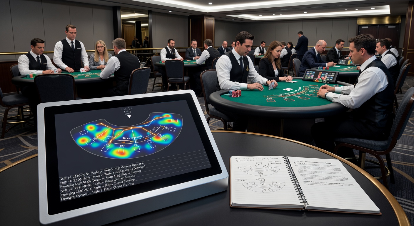 Analyse von Tischdynamiken mit Fokus auf Händlerwechsel und Spielerverhalten in einer Blackjack-Pit