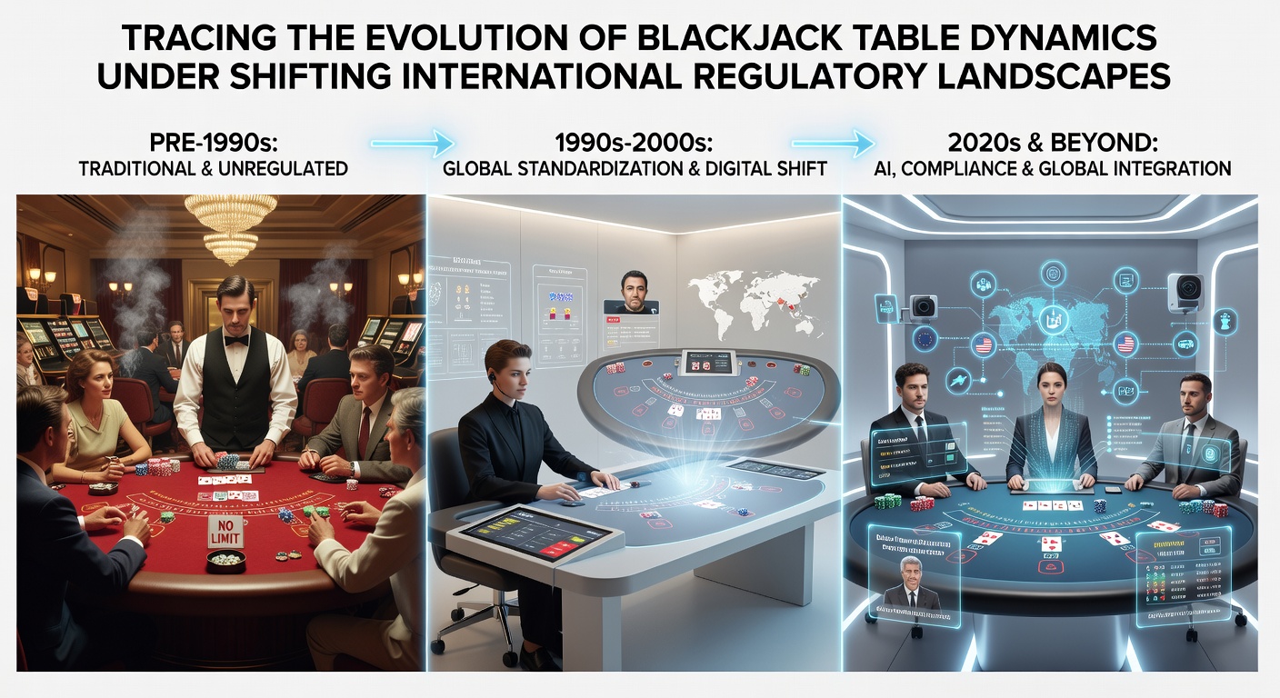 Historische Entwicklung von Blackjack-Tischen mit Fokus auf regulatorische Veränderungen in verschiedenen Ländern